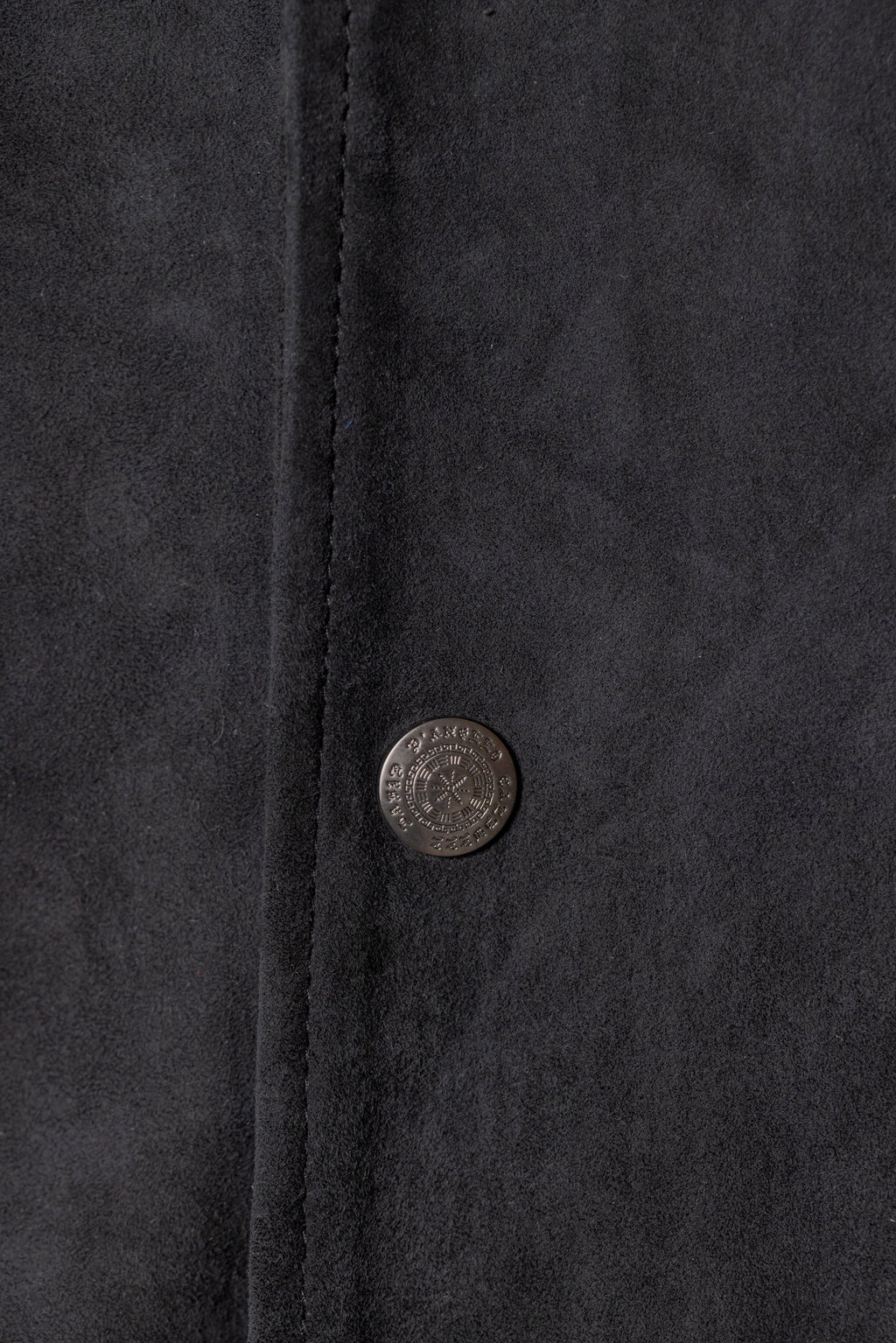 David Dangelo Caldwell black suede varsity jacket with nappa leather trim and silk lining. Features custom city name option.