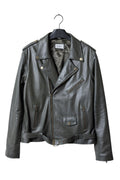 David Dangelo Caldwell olive green nappa lamb biker jacket with Aztec snaps and custom zipper pulls.